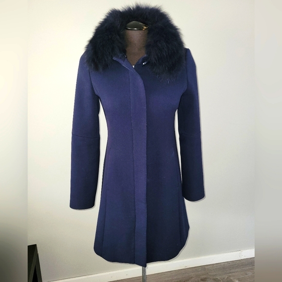 Sandra Angelozzi Jackets & Blazers - Sandra Angelozzi Real Fur Collar Coat Size S